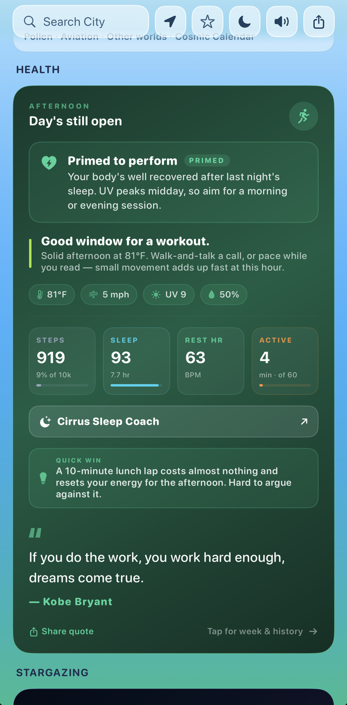 Daily health and air quality outlook