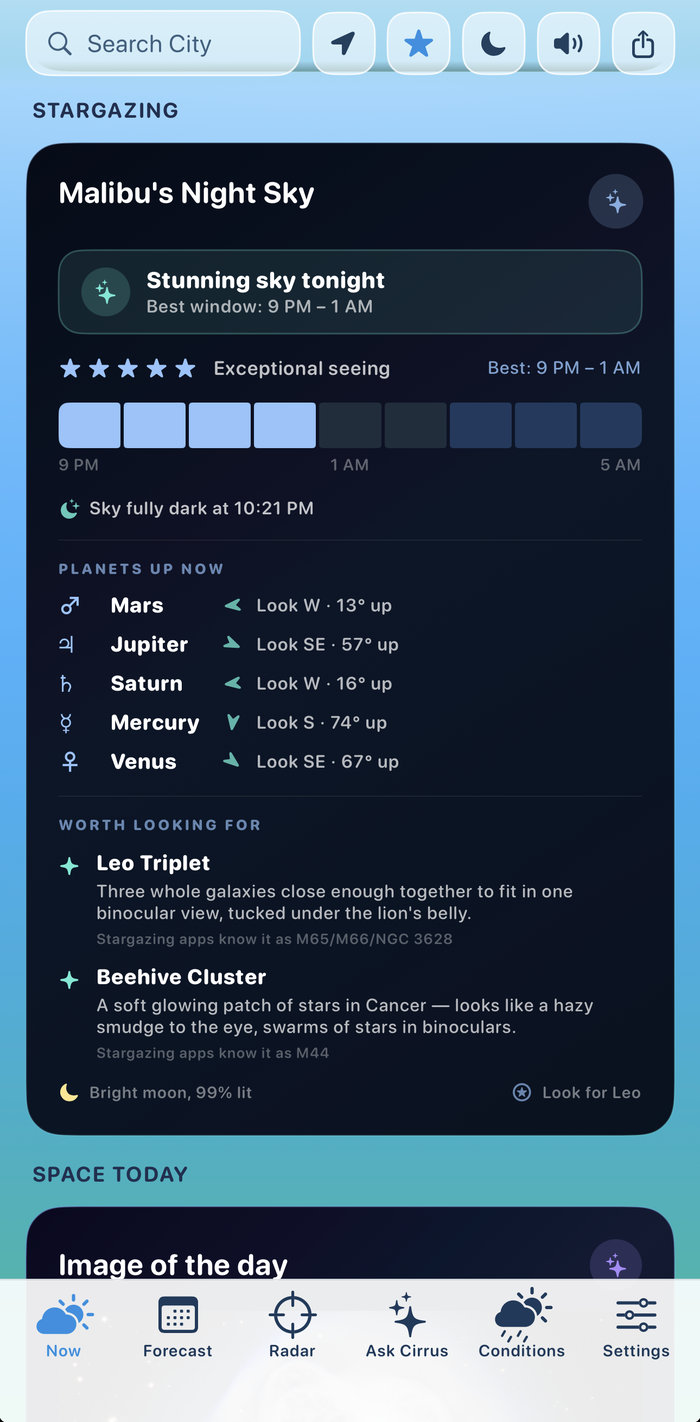 Tonight's sky overview for your location